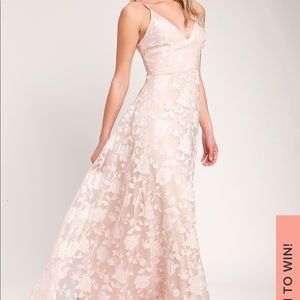 Lulu’s Everlasting Romance Blush Floral Maxi Dress